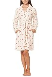Celodoro Damen Bademantel aus flauschigem Mikrofaser-Fleece - Créme-Lachs L