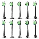 Ofahu Ersatzbürsten für Philips Sonicare DiamonClean ProtectiveClean EasyClean DailyClean HealthyWhite w2 w3 c3 c1 c2 hx6730 Zahnbürstenkopf, 10 Stück Schwarz Elektrische Aufsteckbü