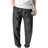 Herrenhose Fashion Solid Color Kordelzug Hose mit weitem Bein Klassische Twill Relaxed Fit Work Wear Kampfsicherheit Cargohose M-3XL(XL,Schwarz)