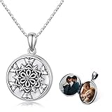 MEDWISE Medaillon Halskette 925 Sterling Silber Schmetterling Foto Bilder Kette Anhänger Halskette Oxidiert Schmetterling Amulett für Damen Mädchen M