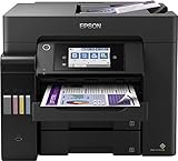 Epson EcoTank ET-5850 4-in-1 Tinten-Multifunktionsgerät (Kopie, Scan, Druck, Fax, A4, ADF, Full-Duplex, WiFi, Ethernet, Display, USB 2.0), großer Tintentank, hohe Reichweite, niedrige Seitenk