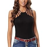 DOMBX Damen Wickelbluse Gym Fitness Yoga Spaghetti Strap Camisole T-Shirt Bluse Frauen Sexy ärmellose Neckholder Träger Slim Tanktop Cami Shirts Einfarbig Baumwolle Unterhemden Crop Tops Hemden W