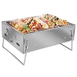 Holzkohlegrill Faltbare Grill Picknickgrill Edelstahl Grill 2-5 Personen Tragbarer Campinggrill für Outdoor BBQ Hausgärten Garten Beach Party