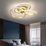 Schlafzimmerlampe LED Deckenleuchte mit Fernbedienung Dimmbar, LED Deckenlampe Wohnzimmer Decke Lampe Moderne Acryl Pendelleuchte for Arbeitszimmer Küche Leuchte Designer-Lampe (Gold, 42cm/24W)