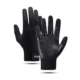 GYL Fahrrad Handschuhe, Wassera bweisende Touchscreen Handschuhe Warme Winddichte Winter Handschuhe Anti-Rutsch Full Finger Unisex Handschuhe für Laufen, Fahren, Radfahren, Wandern,Schwarz,L