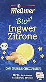 Meßmer Bio Ingwer Zitrone | Verfeinert mit natürlichem Fruchtöl | 100% natürliche Zutaten | 20 Teebeutel | Vegan | Glutenfrei | Lak