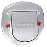 PetSafe Große Katzenklappe für Katzen/kleine Hunde, Ideal für Fenster/Schiebetüren, Tiere bis 10 kg, 4 manuelle Verschlussoptionen, Weiß, Stayw