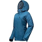 33,000ft Regenjacke Damen Wasserdicht Outdoorjacke Atmungsaktiv Herbst Übergangsjacke Leichte Jacke mit Kapuze Windbreaker zum Wandern Reisen Treking Fahrrad Vintage-Blau 40