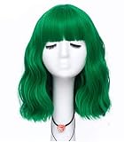 Perücke Grün für Damen Kurz Bob mit Pony Locken Haar Perücken für Frauen Kinder Fasching Halloween Kostüm Party cosplay Wig AL048