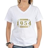 CafePress 1954 Limited Edition Damen V-Ausschnitt T-Shirt Gr. M, weiß