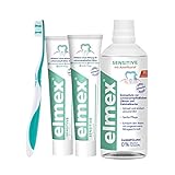 elmex SENSITIVE Set für schmerzempfindliche Zähne mit Zahnpasta, Mundspülung & Zahnbü