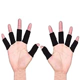 Fingerschutz, Ärmelschutz 10 Stück Fingerhülse elastisch, Bandagen Finger, Fingerhülle Schutz Fingerband zum Schutz Bei Arthritis und Beim Sport (Black)