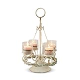 Loberon Adventskranzständer Denders, Weihnachtsdeko, Eisen, Glas, H/Ø ca. 57/36 cm, antikcreme, antik