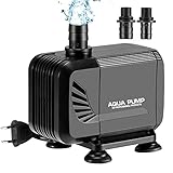 Starlike Wasserpumpe Tauchpumpe 1500L/H, Ultra-Quiet Aquarium Pumpe Teichpumpe Brunnen Pumpe für Aquarien, Teich, Brunnen, Garten Black