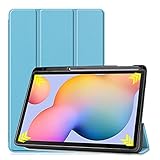 AHUOZ Schutzhülle für Samsung Galaxy Tab S6 Lite 26,4 cm (10,4 Zoll) SM-P610/615 Tablet, weiche TPU-Schutzhülle mit automatischer Wake-/Sleep-Funktion, Hellb