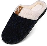 Mishansha Memory Foam Hausschuhe Herren Winter Plüsch Pantoffeln Männer Wärme Weiche Home rutschfeste Slippers mit Fell Blau Gr.46/47 EU (310mm)