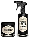 URBAN FOREST Lederpflege für Auto Möbel Jacke Kleidung Handtaschen Schuhe Sattel Lederfett Premium Leder Balsam und Reiniger Set Bienenwachs & Avocado-Öl, Größe:500ml Balsam + 500ml Reinig