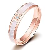 Zakk Ringe Damen Herren Rosegold Edelstahl Zirkonia Schaleneinlage Verlobungsringe Eheringe Partnerringe Trauringe 5.5mm 5.5mm (5.5mm,61 (19.4))