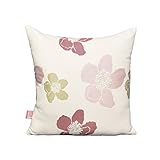 SeGaTeX home fashion 1 Kissenhülle Bajani | Rosé mit Bordeaux-Grün-Rosa Blumendesign | passend zu Reihband- oder Ösenschal Bajani 40 x 40