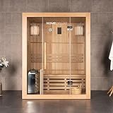 Home Deluxe - Traditionelle Sauna - Skyline L - Maße: 120 x 150 x 190 cm - für 2-3 Personen, Hemlocktanne, inkl. Ofen, Saunazubehör I Dampfsauna Aufgusssauna Finnische S