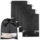 Lamondre 10 Stück Schuhsack mit Fenster, Wasserabweisend Schuhtasche Staubdicht Schuhsack Stoffbeutel mit Zugband, große Schuhtasche Organizer für Damen und H