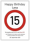 15 Jahre Happy Birthday Verkehrszeichen Karte - Geschenk zum 15. Geburtstag Geschenkidee Junge Geburtstagsgeschenk Mädchen fünfzehn Party Deko Bild Geburtstagsk