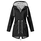 Copelsie Regenmantel Damen lang, Damen Regenjacke Leicht Jacke Windbreaker mit Kapuze Outdoorjacke Winddicht,Damen Regenjacke Mit Kapuze Wasserdicht Regenparka Winddicht Atmungsaktiv L