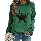 Rise Up Musicals Hamilton Damen Langarmshirts Rundhals Casual Loose Sweatshirt für Frauen - Gr�n - Groß