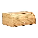 Cakunmik Multifunktionale Brotkasten Natürliche Holz Bambus Einzel-Schicht-Rolltor Snack-Aufbewahrungsbehälter für Küche Lagerung Keine Montag