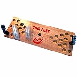 MYBEERPONG® Premium Shot Pong Set inkl. 25x 1 oz. Shot Cups + 2 Balllauncher - Mini Beer Pong Tisch aus Holz mit Mini Bierpong Becher Set für den Sommer, Partys, Festivals & Bier Pong T