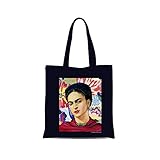 all sas Frida Kahlo Einkaufstasche, 100 % Baumwolle, bedruckt, hergestellt in I