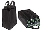 mucplants Bottlebag Flaschentasche Flaschenträger für 6 x 1.5 Liter Flaschen Tragetasche mit Trennwände ca. 28 x 17cm Schw