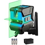 Kreuzlinienlaser, SLERFT Grün Laser Wasserwaage Selbstnivellierend Linienlaser mit Einstellbare Helligkeit, Umschaltbar Horizontal/Vertikal mit Magnetfuß, Schutztasche und B