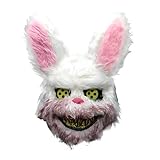 Halloween Maske Plüsch Hase Maske Bösen Blutige Kaninchen Maske für Kinder Und Erwachsene Horror Party Maske Volle Gesicht Abdeckung für Halloween Party Maskerade Kostüm Cosplay,Gruselige Psycho Mask