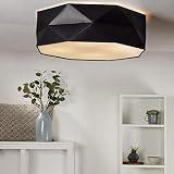 Decken Lampe Samuel aus Stoff, schwarz, 4 x E27-Fassung, Ø52cm | Deckenlampe Wohnzimmerleuchte flach Esszimmerlampe Loft Lounge Bar Restaurant Küchenleuchte Stofflampe rund Deck