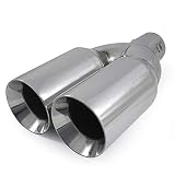 Doppel Dual Auspuffblende Endstuck Auspuff Blende Endrohr Schalldampf Sportauspuff Universell Schalldampf Sport Tuning Optik Edelstahl bis 55mm Chrom AutoHobby
