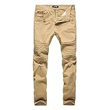 Herren Freizeithosen Herbst und Winter Casual Falten Persönlichkeit Zerrissene einfarbige Hosen Street Trend Gerade Freizeithosen L