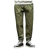 Modaworld Herren Hose Lang Einfarbig Sommerhose Loose Fit Leinen aus Baumwollmischung Casual Strandhose Freizeithose Kordelzug Mund Wandern Arbeitshose Outdoorbekleidung