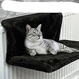 EUIWTUAJVN Haustier Katze Tier Hängematte Luxus Heizkörper Bett hängen Winter warm Fleece Korb Hängematten Metall Eisenrahmen Schlafbett für Katzen-Schwarz,