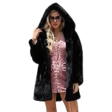 Riou Kapuzenjacke Damen Mäntel,Winter Warmer Hoodie Pullover lang Strickjacke Winterjacke Frauen Kapuzen warme Faux Pelz Mantel Woll Jacken Winter Parka Oberbekleidung (3XL, Schwarz)