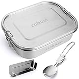 robust.® 1400 ML Edelstahl Brotdose mit Göffel - Die Lunchbox Edelstahl ist 100% Auslaufsicher, Gefrierfest & Ofenfest! - Plastikfreie Bento Box Edelstahl, Nachhaltige Brotdose E