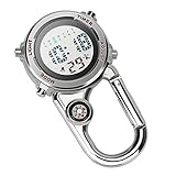 Aceshop Karabiner-Uhr Digital Clip On Quarz Uhr Multifunktionale Karabiner FOB Uhr Leuchtend Gesicht Kompass Karabiner Uhr mit Kompass für Ärzte Krankenschwestern Sanitäter Chefs Sport Unisex (rot)