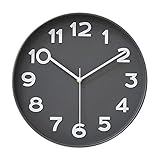 HZDHCLH 30cm Modern Quartz Lautlos Wanduhr 3D Schleichende Sekunde mit Arabisch Ziffer ohne Ticken für Dekoration Wohnzimmer, Küche, Büro, S