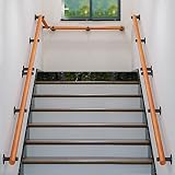 XJHOME Rutschfeste Holzhandläufe für Treppen im Innenbereich, Barrierefrei, Treppengriff für ältere Menschen, rutschfestes Massivholzgeländer, komplettes Set (Größe: 30 cm)