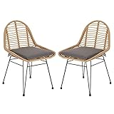 IDIMEX Gartenstuhl Lobos, eleganter Korbstuhl aus Flechtrattan, schöner Balkonstuhl im 2er Set, bequemes Outdoor Möbel mit stabilem Metallg
