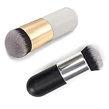 Make-up Pinsel, einzigen Griff große Runde Kopf weiche Foundation Gesichtspuder Pinsel BB Creme Pinsel Kosmetik Make-up-Tool,Foundation Pinsel,Super Geschenkidee(2 Stücke,Weißgold & Schwarzsilber)