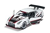 Majorette Racing Nissan Nismo GT3 Drift, Spielzeugauto, Freilauf, zu öffnende Teile, Sammelkarte, 7,5 cm, weiß/schwarz, für Kinder ab 3 J