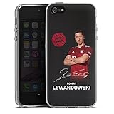 DeinDesign Silikon Hülle kompatibel mit Apple iPhone SE (2016-2019) Case transparent Handyhülle FC Bayern München Lewandowski Offizielles Lizenzproduk