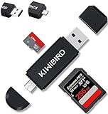 KiWiBiRD SD Micro SD Kartenleser, USB 2.0 Kartenlesegerät, Micro USB OTG Speicherkarten Adapter für SDXC SDHC Micro SDXC Micro SDHC Karten, UHS-I Karte für MACs, Notebooks, Tablets, Android Handy