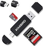 KiWiBiRD SD Micro SD Kartenleser, USB 2.0 Kartenlesegerät, Micro USB OTG Speicherkarten Adapter für SDXC SDHC Micro SDXC Micro SDHC Karten, UHS-I Karte für MACs, Notebooks, Tablets, Android Handy